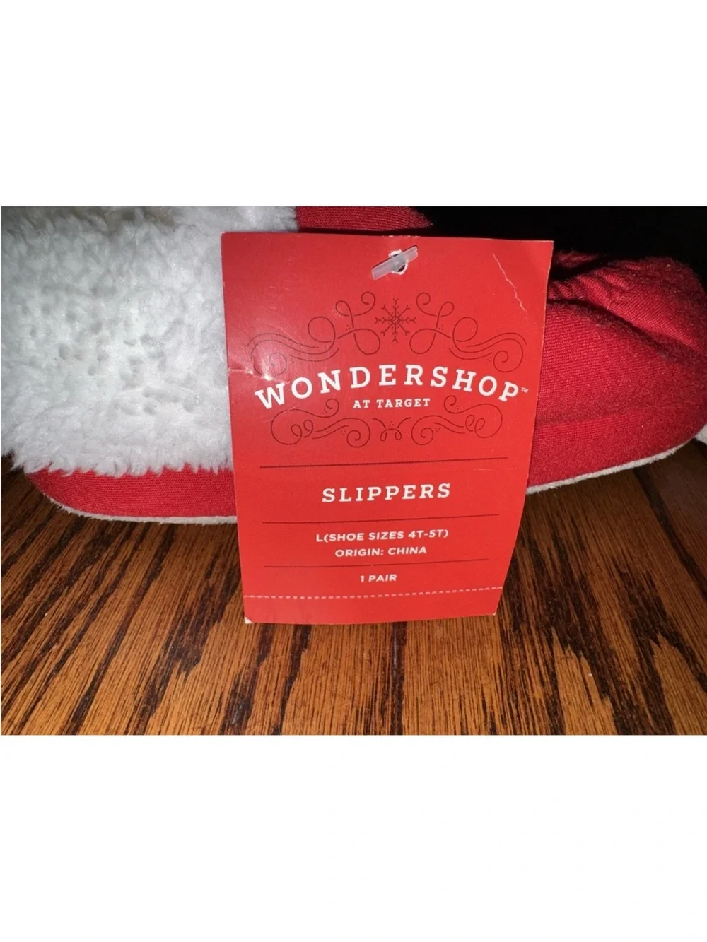 NWT Boys Girls Santa Slippers Light Up Nose Large 4T / 5T Christmas Holiday 8-13